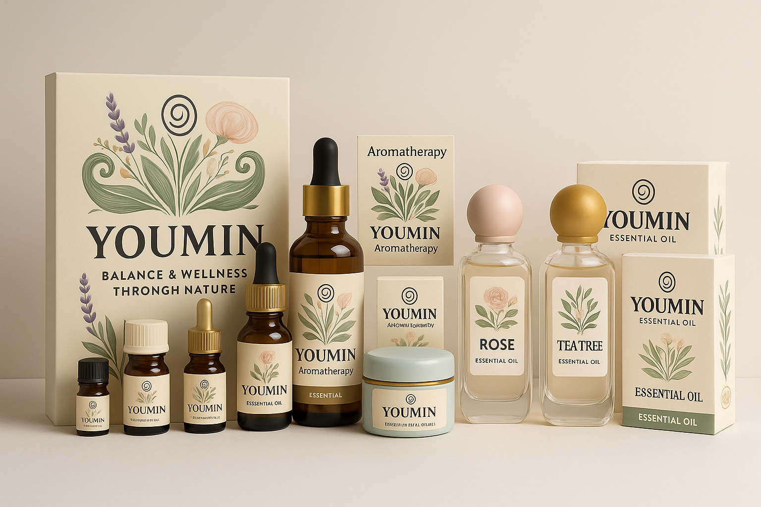 Youmin assortiment met etherische olie, parfum en verzorgingsproducten